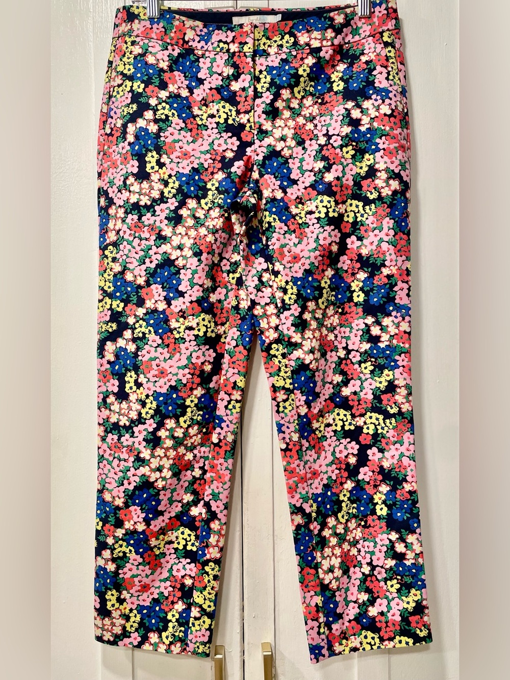 Boden Floral Print Crop Pants Colorful Cotton Stretch Size 6
